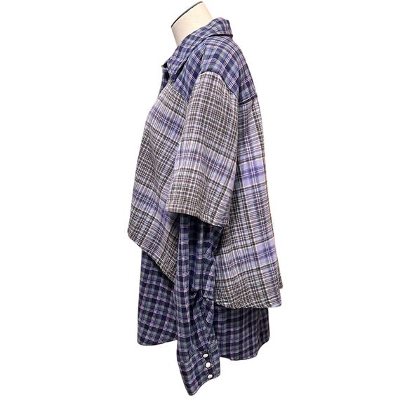 We The Free Womens Boho Blue Layer It Up Plaid Button Up Layered Shirt Sz S - Picture 5 of 16